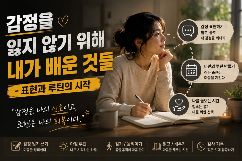 감정을 잃지 않기 위해 내가 배운 것들, 표현과 루틴의 시작, 감정노동자의 감정 회복과 자기돌봄 습관