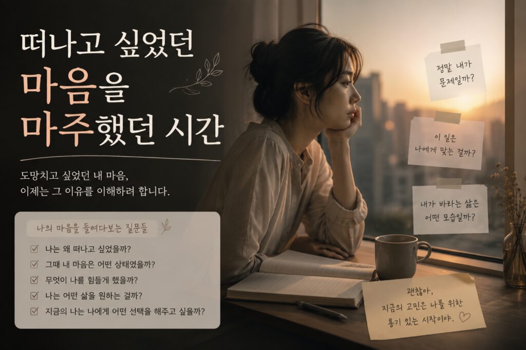 떠나고 싶었던 마음을 마주했던 시간