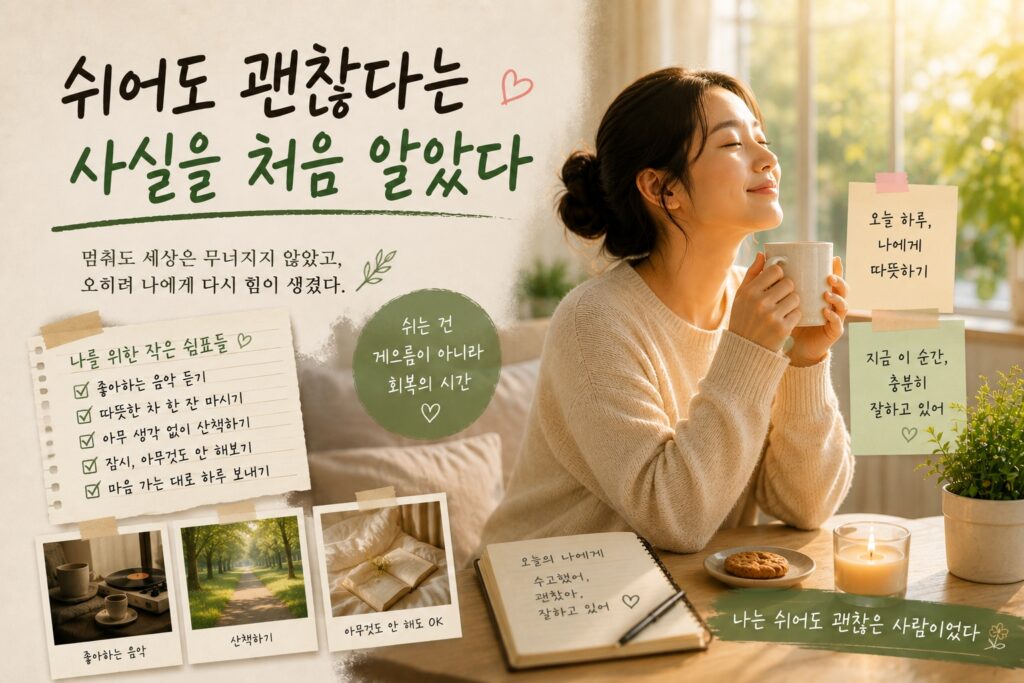 쉬어도 괜찮다는 사실을 처음 알았다