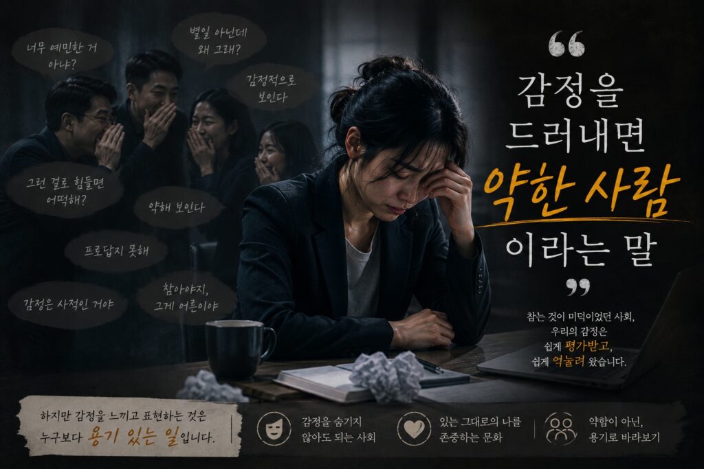 감정을 드러내면 약한 사람이라는 말