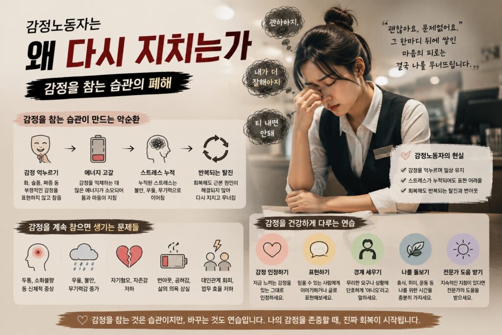 감정노동자는 왜 다시 지치는가 – 감정을 참는 습관의 폐해