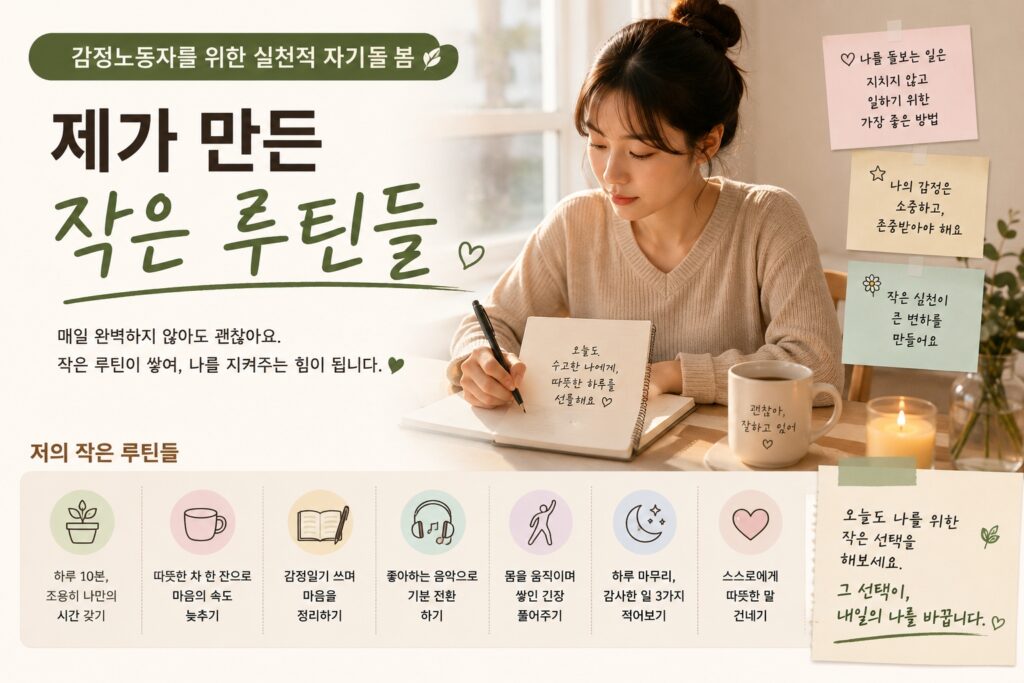 감정노동자를 위한 실천적 자기돌봄 – 제가 만든 작은 루틴들