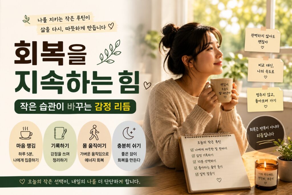 회복을 지속하는 힘, 작은 습관이 바꾸는 감정 리듬, 감정노동자의 자기돌봄과 감정 회복 루틴