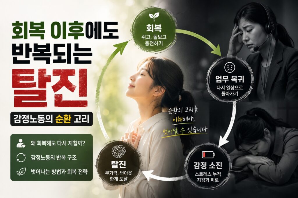회복 이후에도 반복되는 탈진 감정노동의 순환 고리와 감정소진 원인
