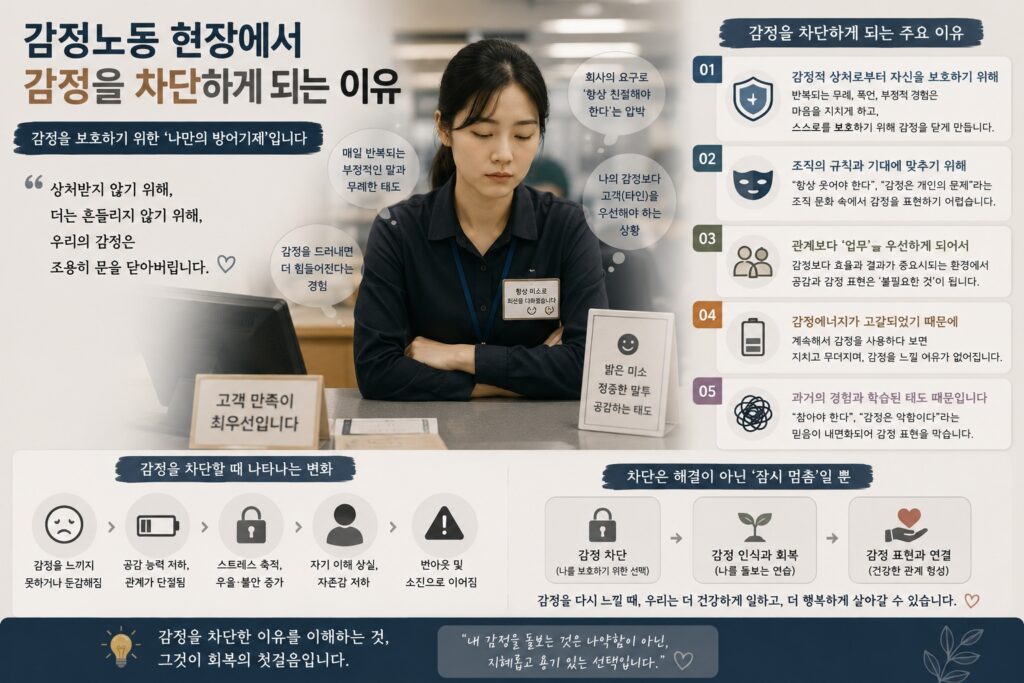 감정노동 현장에서 감정을 차단하게 되는 이유