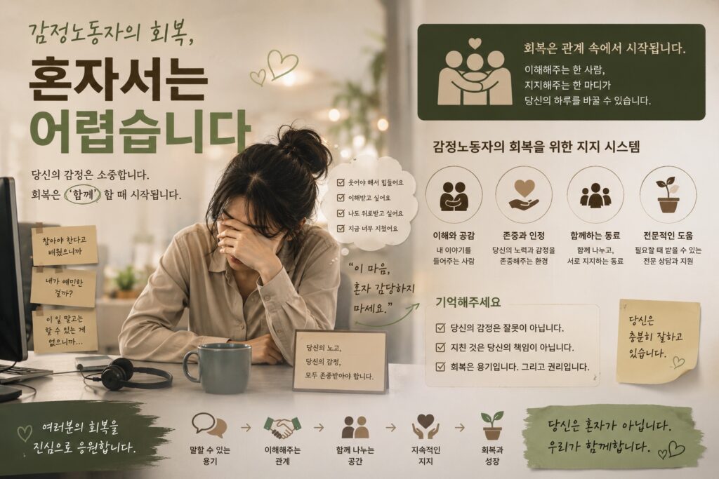 감정노동자의 회복, 혼자서는 어렵습니다