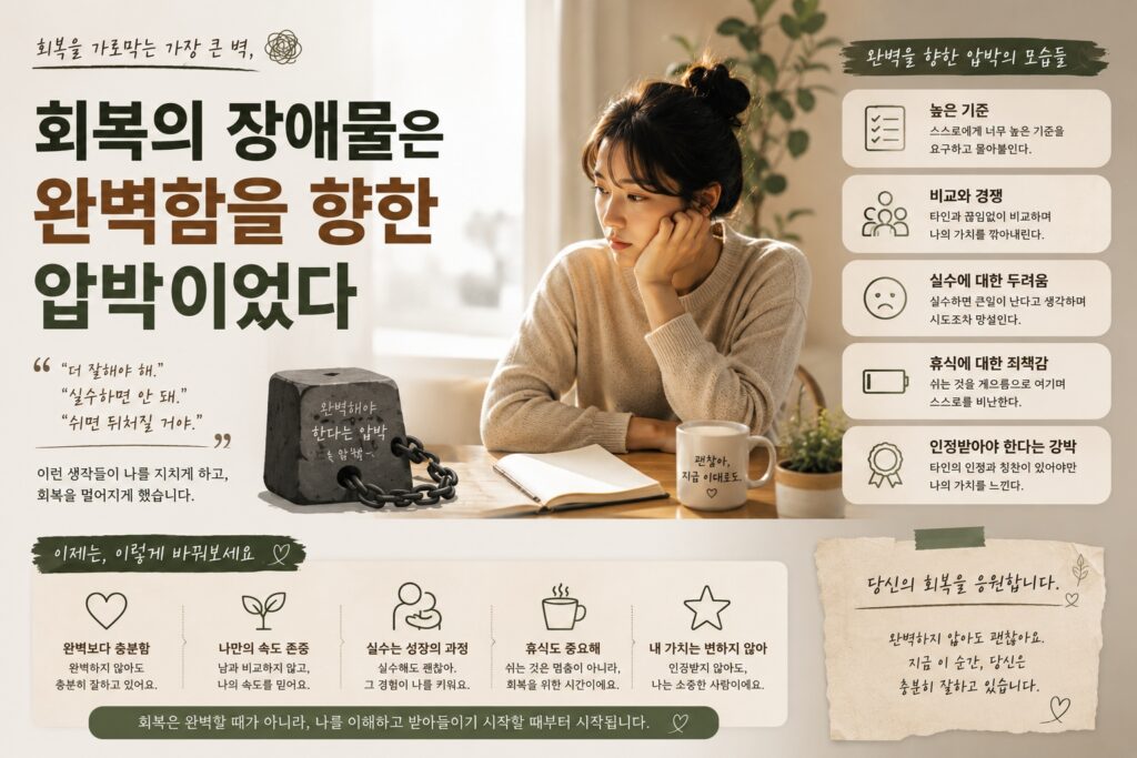 회복의 장애물은 완벽함을 향한 압박이었다