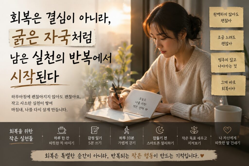 회복은 결심이 아니라, 긁은 자국처럼 남은 실천의 반복에서 시작된다