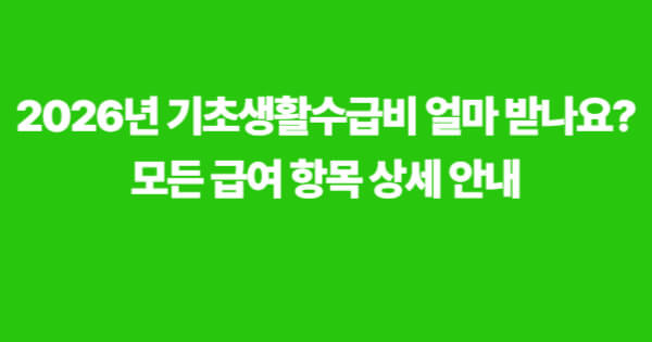 2026년 기초생활수급자 수급비 요약 이미지 – 생계·의료·주거·교육급여 핵심 정리