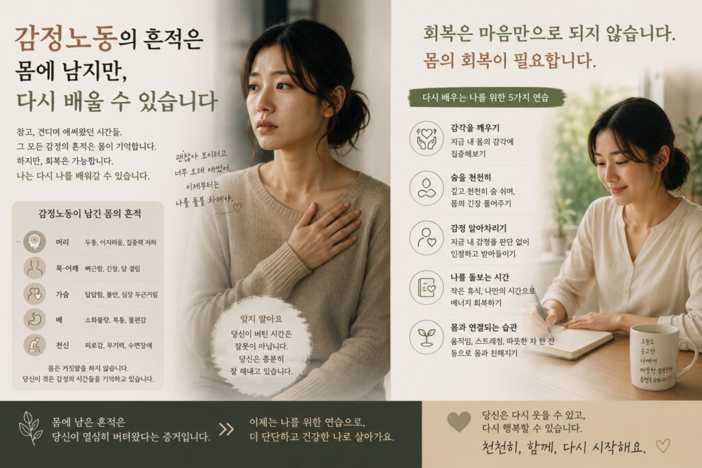 감정노동의 흔적은 몸에 남지만, 다시 배울 수 있습니다