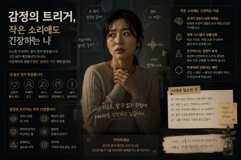 감정의 트리거, 작은 소리에도 긴장하는 나