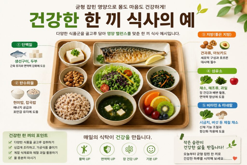 건강한 한 끼 식사의 예
