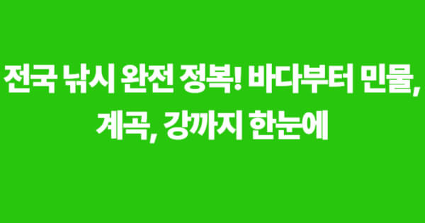 전국 낚시 완전 정복 – 바다, 민물, 계곡, 강낚시 포인트 정보 이미지