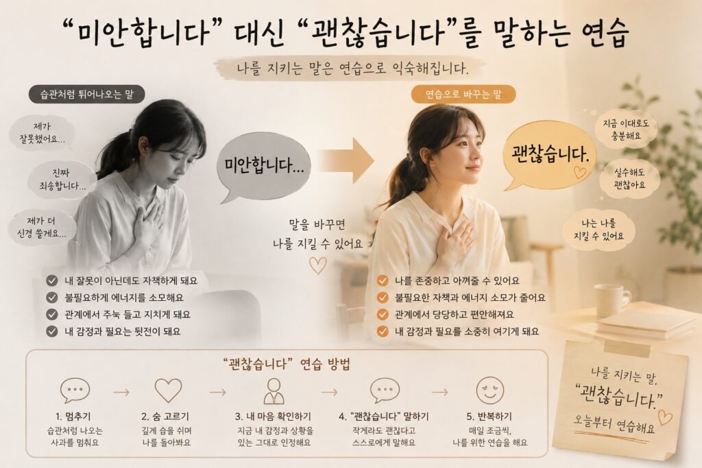 “미안합니다” 대신 “괜찮습니다”를 말하는 연습