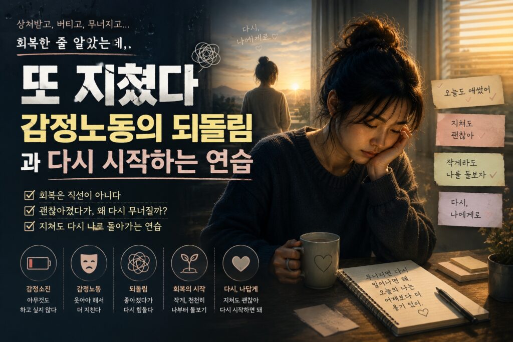 회복한 줄 알았는데 또 지쳤다 감정노동의 되돌림과 다시 시작하는 연습 대표 이미지