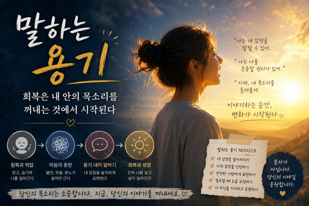 말하는 용기 – 회복은 내 안의 목소리를 꺼내는 것에서 시작된다