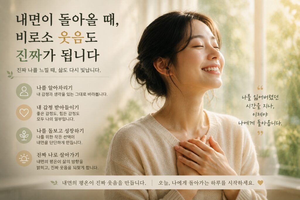 내면이 돌아올 때, 비로소 웃음도 진짜가 됩니다