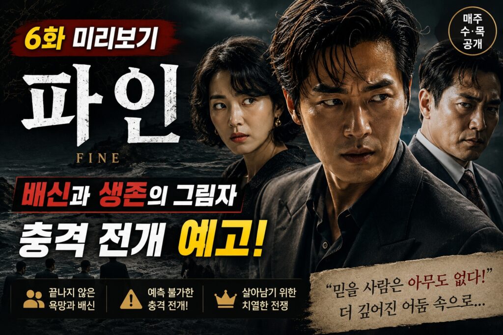 파인 6화 미리보기 배신과 생존의 그림자 충격 전개를 예고하는 드라마 섬네일 이미지