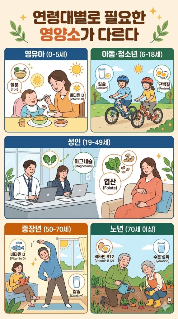 연령대별로 필요한 영양소가 다르다