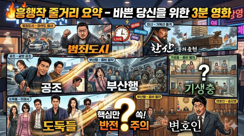 흥행작 줄거리 요약 – 바쁜 당신을 위한 3분 영화