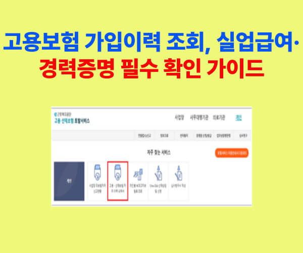 고용보험 가입이력 조회와 실업급여 180일 충족 여부 확인 방법 안내 화면
