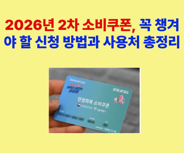 2026년 2차 소비쿠폰 신청 방법과 사용처 총정리 안내 이미지