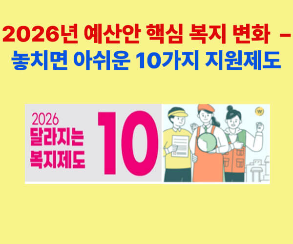 2026년 예산안 복지정책 변화 10가지 안내 인포그래픽