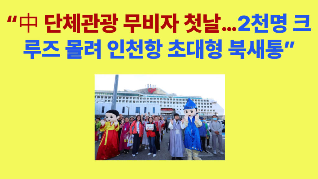 중국인 단체관광객 무비자 입국 첫날 인천항 드림호 크루즈 입항 장면