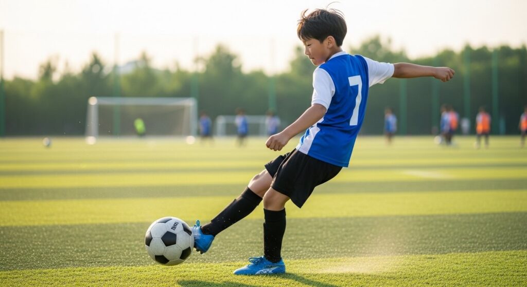 중거리슛, 무회전슛의 핵심 – 체중 이동과 발목 고정