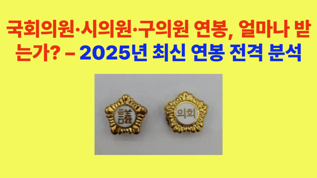 국회의원·시의원·구의원 연봉 비교 이미지 – 2025년 정치인 급여 분석