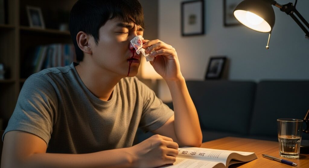 올바른 자세로 코피 멈추기