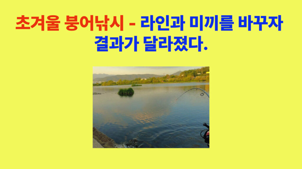 초겨울 달월낚시터 전경과 붕어낚시 포인트, 미끼 교체로 월척 입질이 살아난 모습