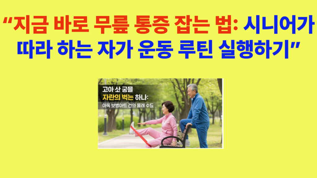 시니어 무릎 통증을 완화하는 자가 운동 루틴을 안내하는 건강 정보 이미지