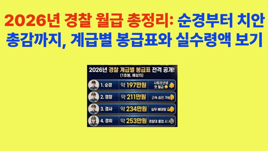 2026년 경찰 월급 계급별 봉급표 및 순경 1호봉 인상률 분석 표
