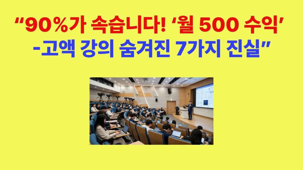 👉 고액 강의 사기 구조와 월 500 수익 강의의 위험 설명 이미지