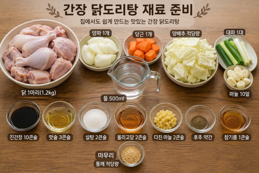 간장 닭도리탕 재료 준비