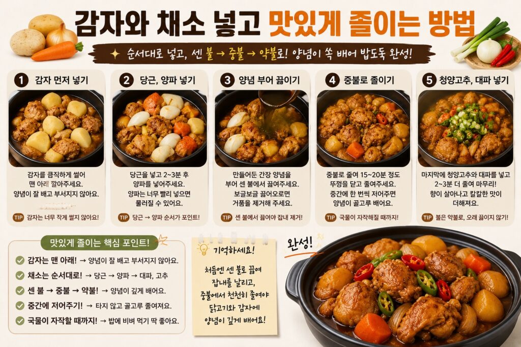 감자와 채소 넣고 맛있게 졸이는 방법