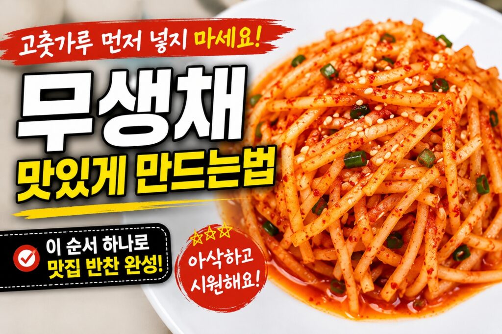 고춧가루 먼저 넣지 않는 무생채 황금레시피 완성 사진
