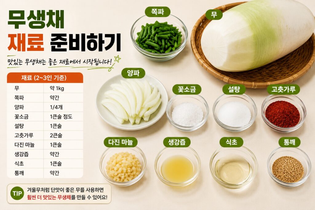 무생채 재료 준비하기