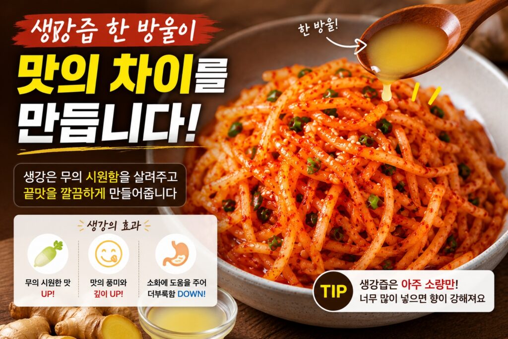 생강즙 한 방울이 맛의 차이를 만듭니다