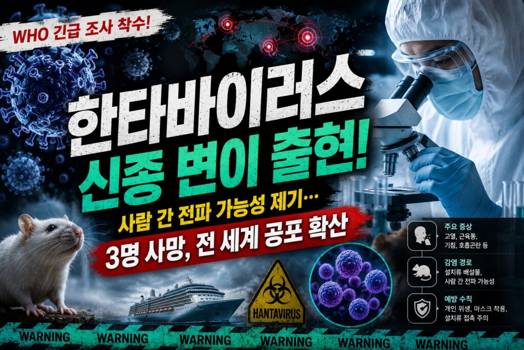 한타바이러스 신종 변이 출현과 사람 간 전파 가능성을 다룬 WHO 긴급 조사 뉴스 섬네일 이미지
