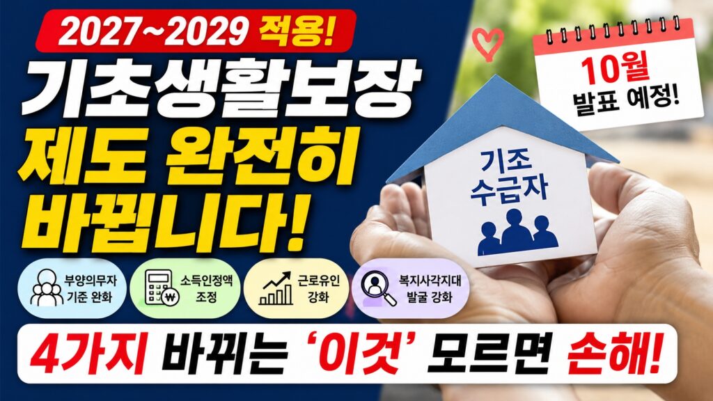 2027~2029 기초생활보장제도 개편과 기초수급자 제도 변화 핵심 내용