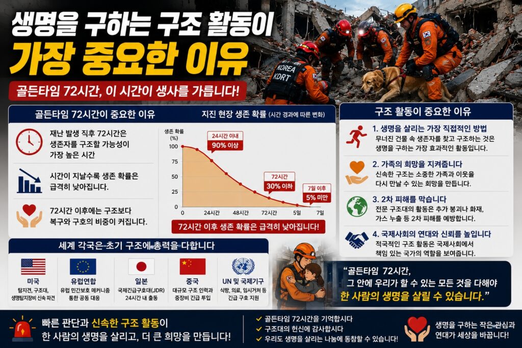 생명을 구하는 구조 활동이 가장 중요한