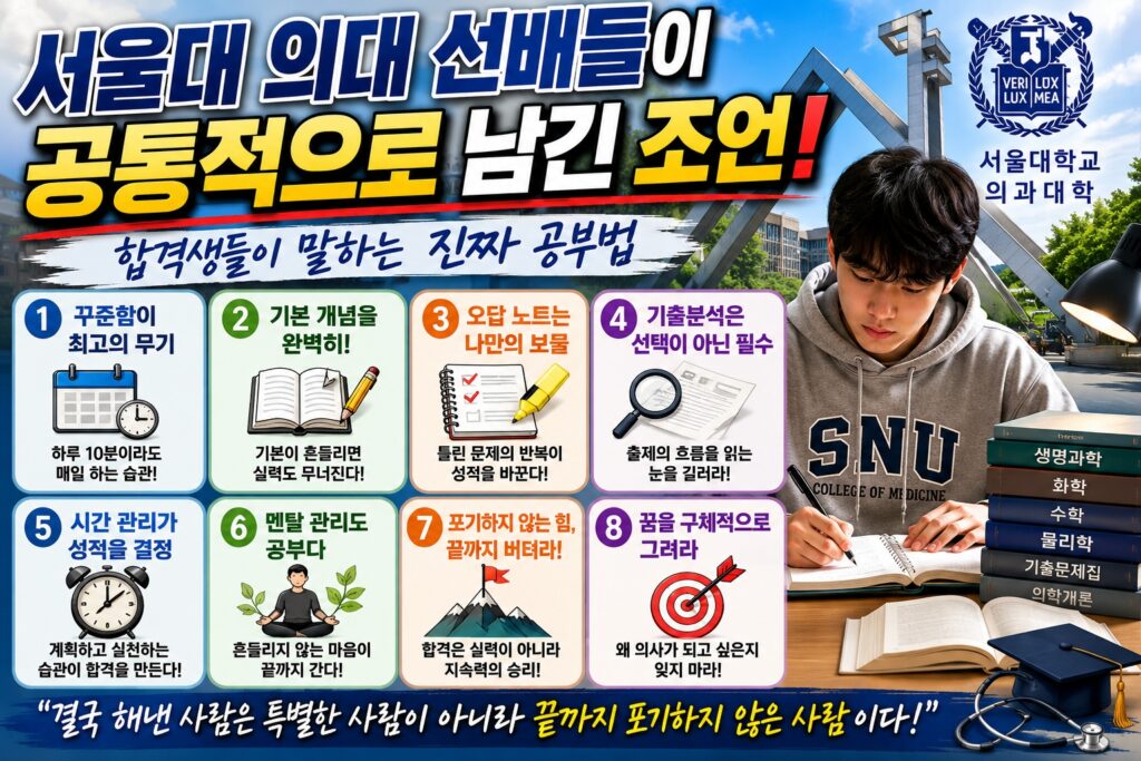 서울대 의대 선배들이 공통적으로 남긴 조언