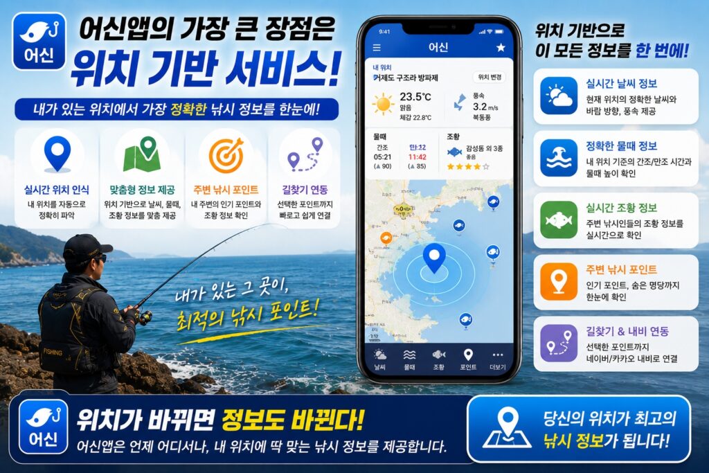 어신앱의 가장 큰 장점은 위치 기반 서비스