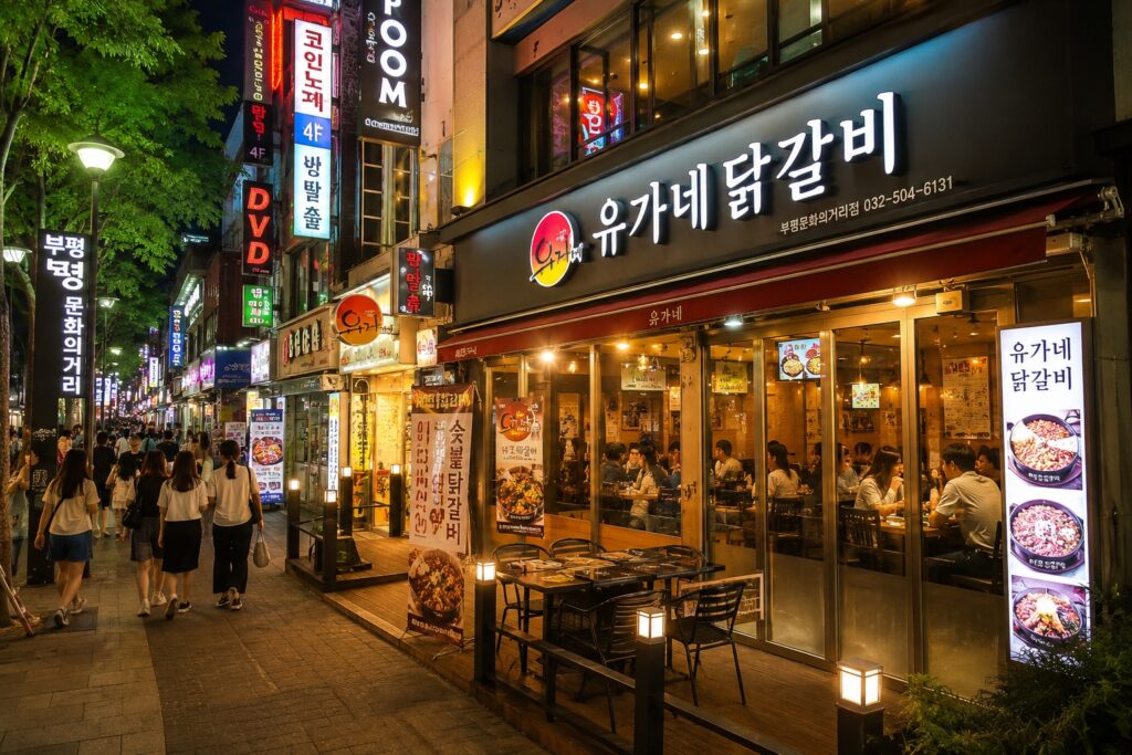 부평 문화의거리에서 유가네 닭갈비가 인기