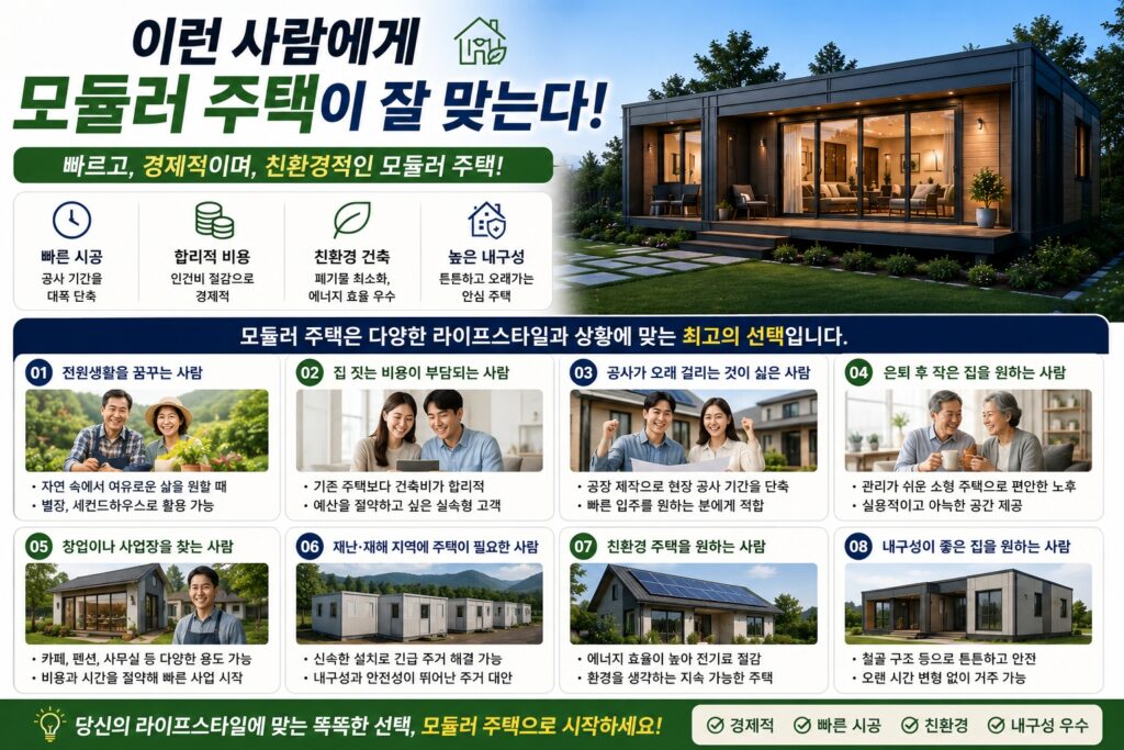 이런 사람에게 모듈러 주택이 잘 맞는다