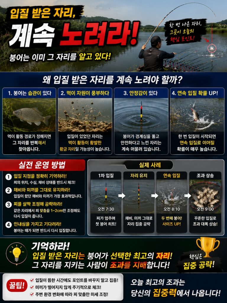 입질 받은 자리를 계속 노려라