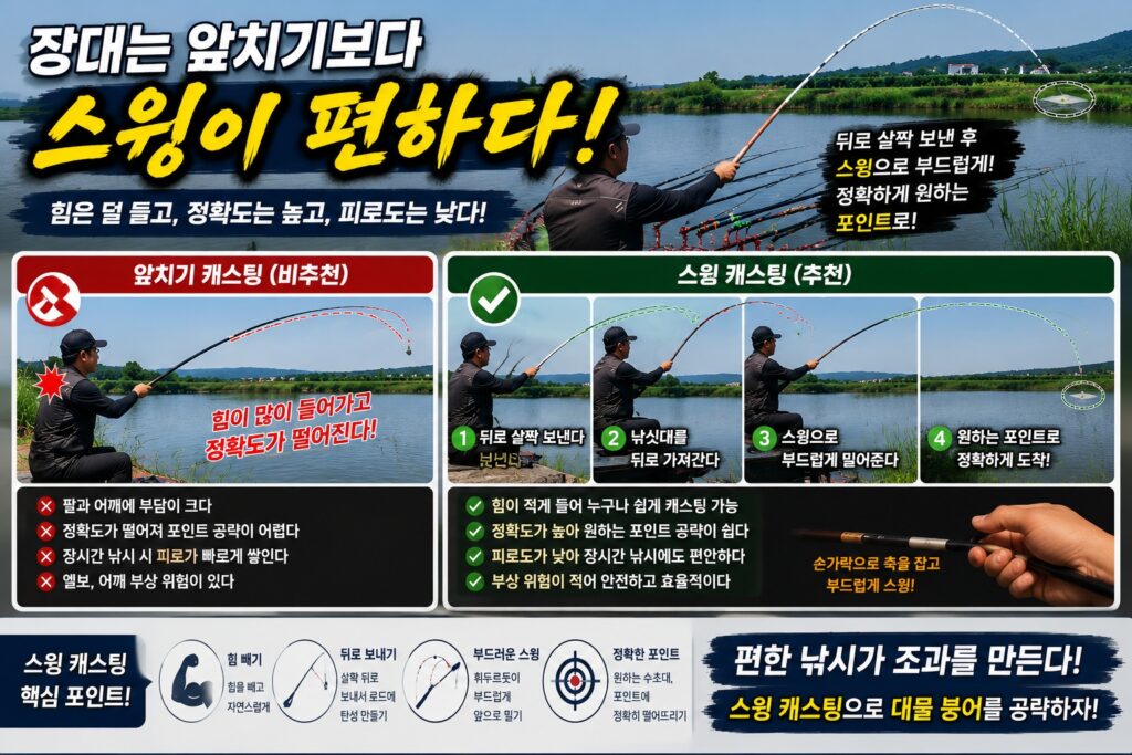 장대는 앞치기보다 스윙이 편하다