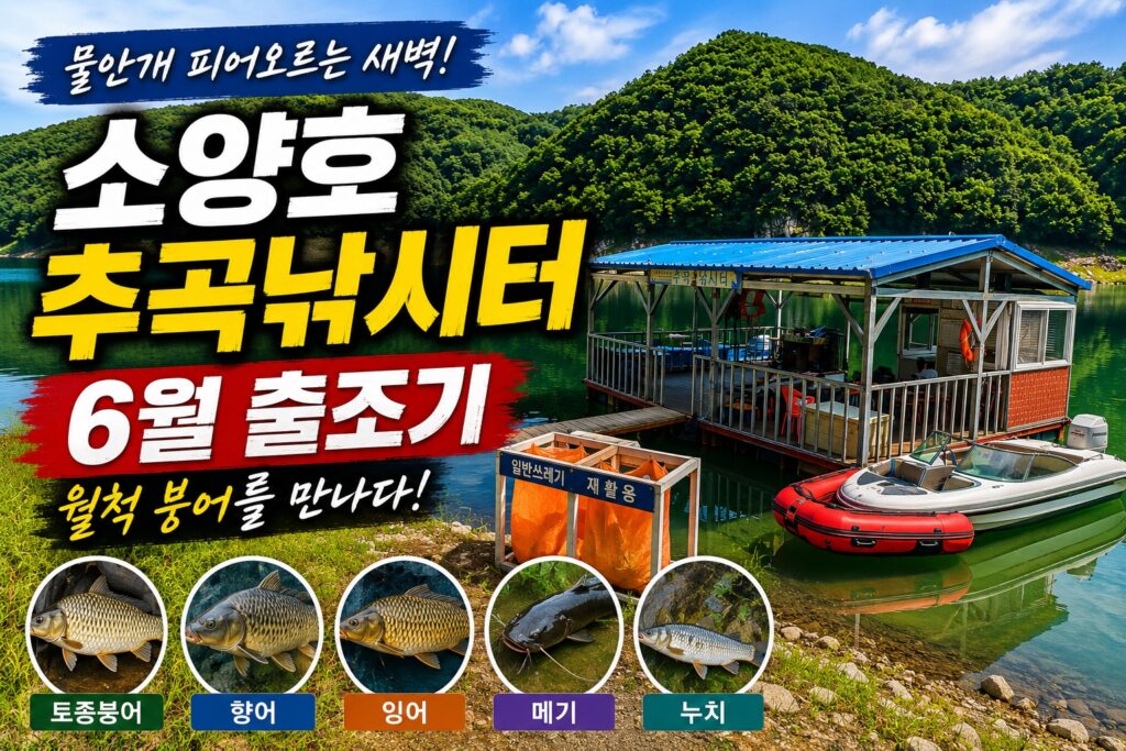소양호 추곡낚시터 6월 출조기, 강원도 춘천 추곡낚시터 좌대낚시와 붕어 낚시 명소